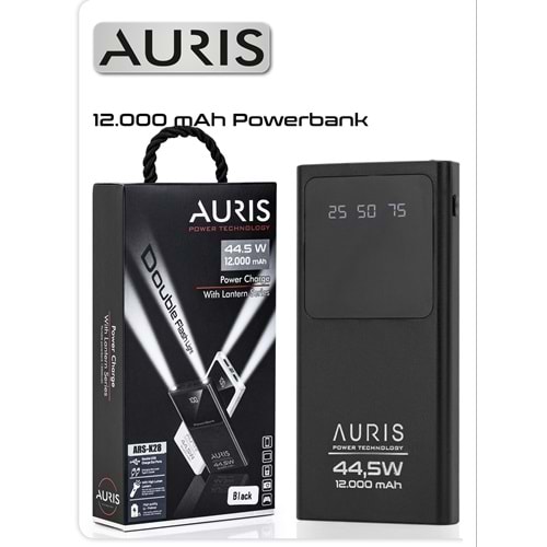 Auris 12000 mAh Lcd+Fener Hızlı Şarj Powerbank