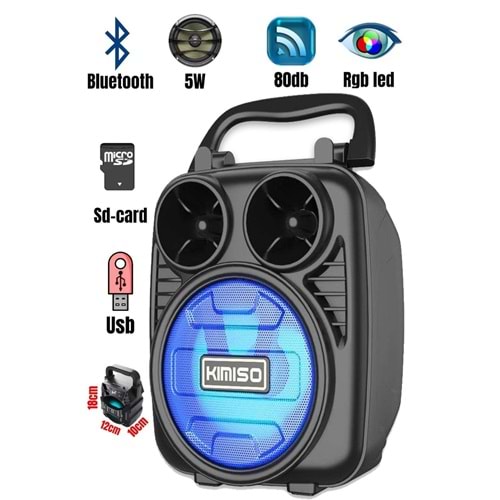 Kimiso RGB Ledli Bt/Usb/Tf Kartı/ Bluetooth Hoparlör Speaker