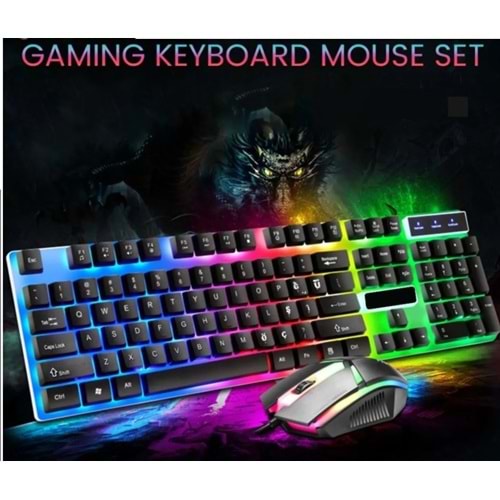 Versatile Gaming Rgb Işıklı Kablolu Q Klavye Ve Mouse Seti Siyah