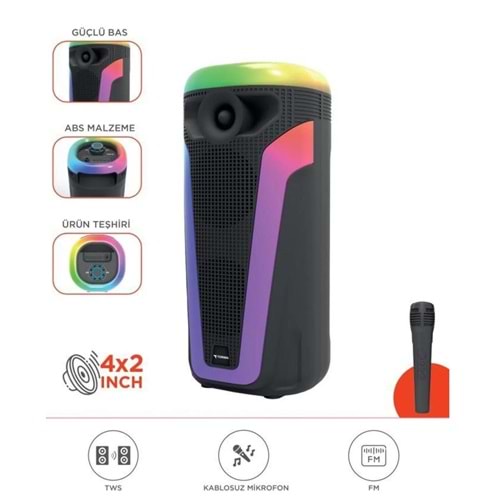 D69 RGB Işıklı Mikrofonlu Bt/Usb/Tf Kartı/ TWS Bluetooth Hoparlör Speaker