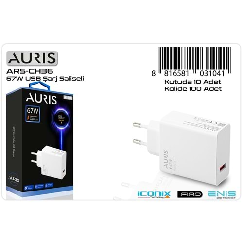 Auris CH36 67W Type-c Saliseli Turbo Şarj Başlığı