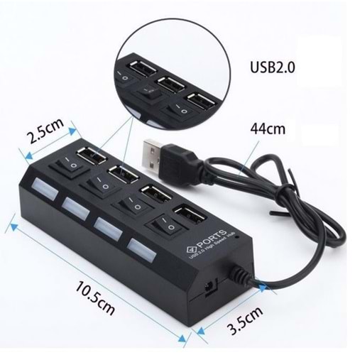 4 Port Usb 2.0 Anahtarlı Usb Hub Çoklayıcı