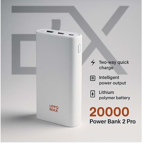 Powerbank 2 Pro 20.000 mAh | 2 Usb + Type-C | Hızlı Şarj PowerBank