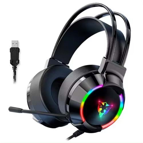 G606 Rainbow 7.1 Siyah Kulak Üstü Usb Kulaklık Mikrofonlu Profesyonel Rgb Oyuncu Kulaklığı