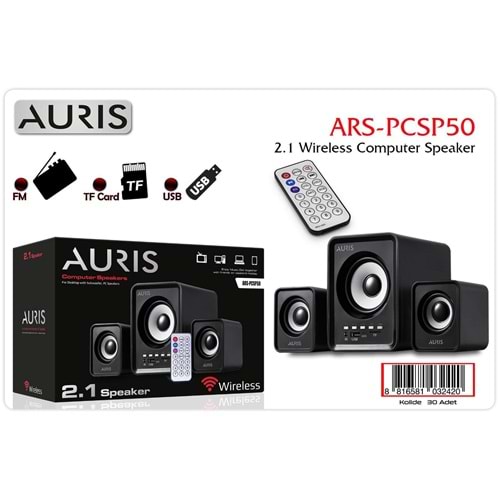 Auris Bluetooth 5W+2x3W 2+1 Kumandalı USB/TF/BT/FM/AUX Bluetooth Bilgisayar Hoparlörü Speaker