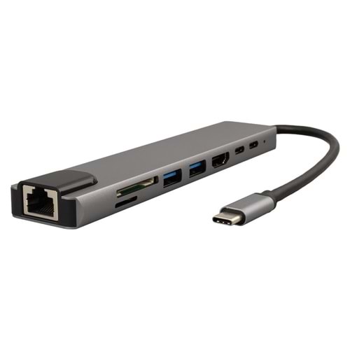 Raca Type-C 8in1 Hdmı Çok Fonksiyonlu USB 3.0 Dock Station (Macbook - PC - Playstation - Xbox)