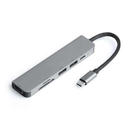 Alfanet 6in1 Type-C to 4K Hdmı+Sd Kart+2 x Usb 3.0 Hub Port + Type-c Çevirici Adaptör