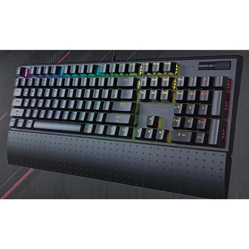 KL-159P Siyah Usb Bilek Destekli Blue Switch Full Rainbow Q Gaming Oyuncu Mekanik Klavye
