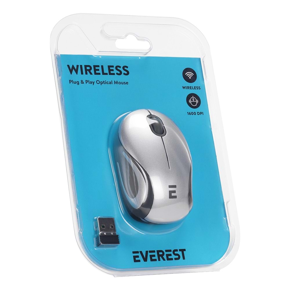 Everest SMW-555 Usb Gümüş 2.4Ghz Optik Wireless Mouse