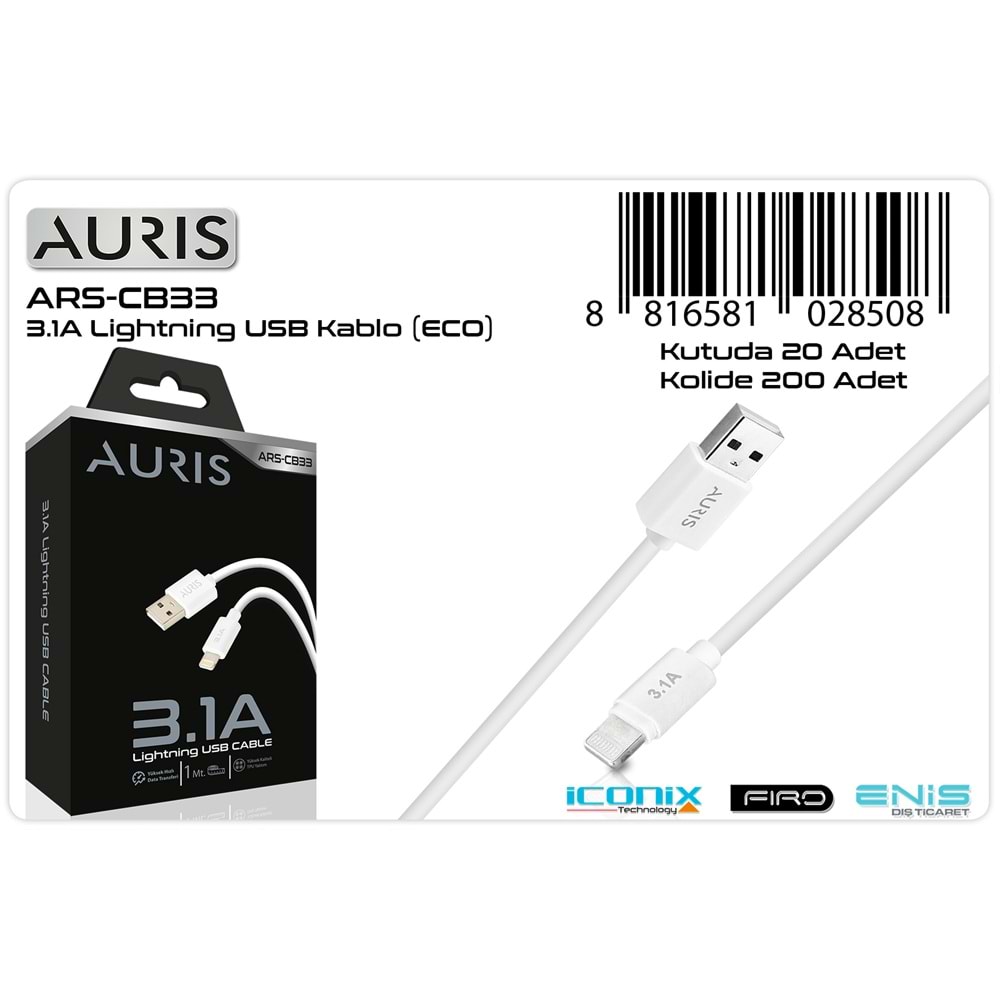Auris CB33 Lightning Kablo 3.1A