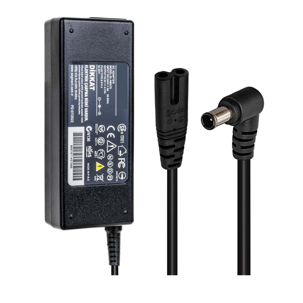 19.5 Volt 4.74 Amper 6.5*4.4 Uçlu Sony 90 Watt Notebook Adaptör